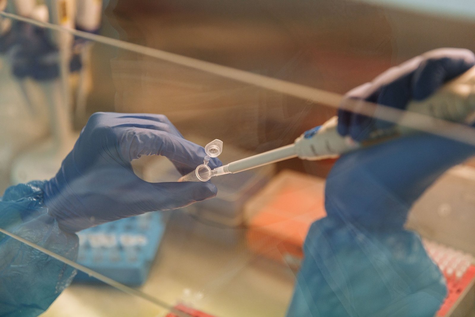 A pipette transferring a prepared sample in a laboratory